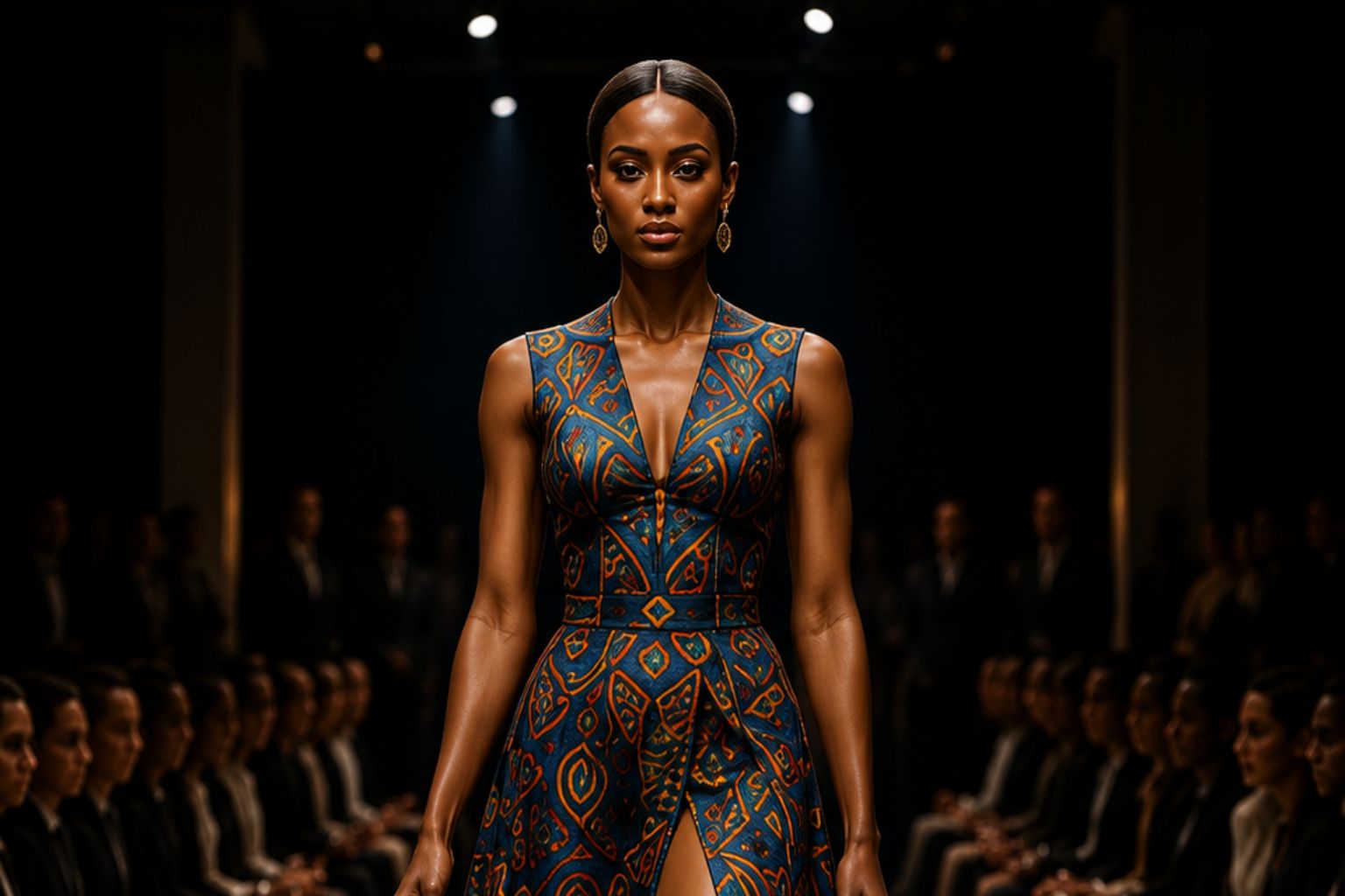 Model on the runway wearing African-inspired fashion