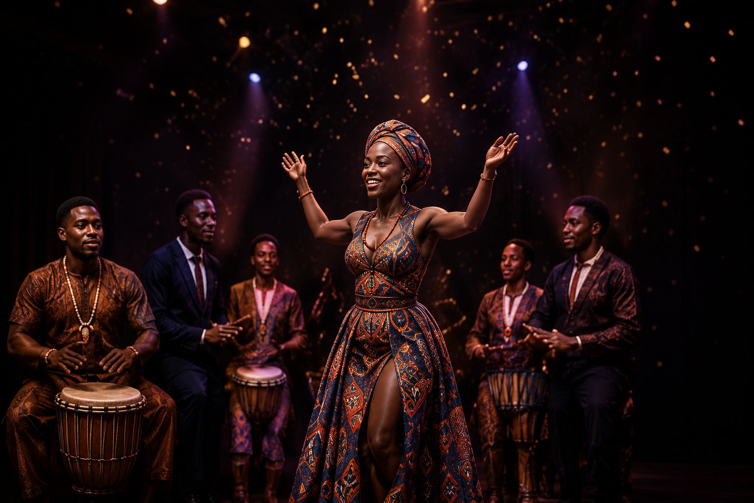 Performer dancing on stage during the closing celebration